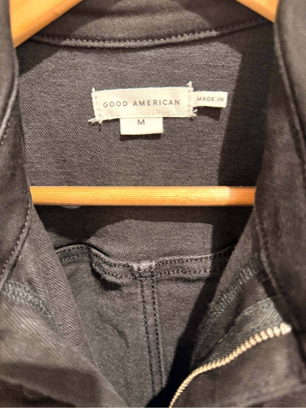 Good American Black Zip Hooded Jacket